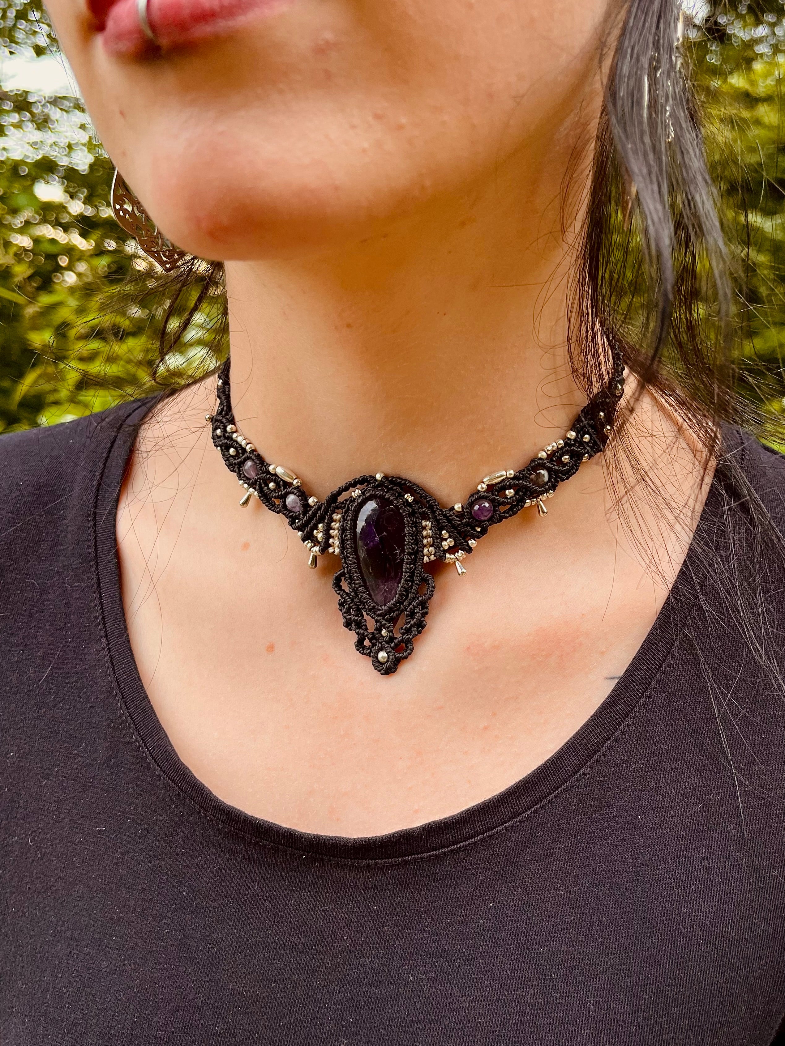 Macrame Amethyst Necklace