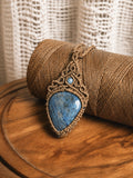 Blue Apatite Necklace – Adjustable Macramé Crystal Pendant