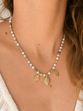 Amazonite Charm Necklace – Gold Brass & Natural Stone Beaded Necklace