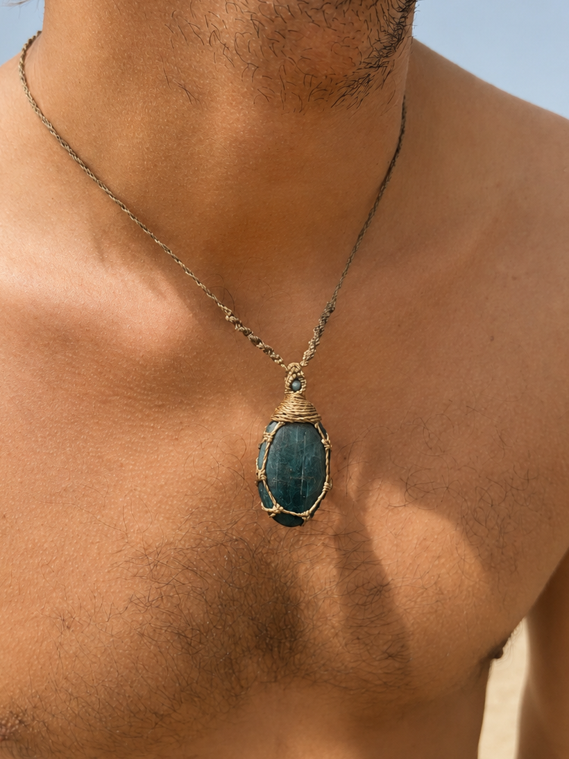 Blue Apatite Macrame Necklace