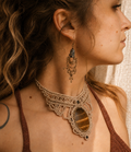 Statement Necklace with Tiger Eye Stone