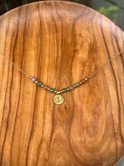 Indian agate beased necklace