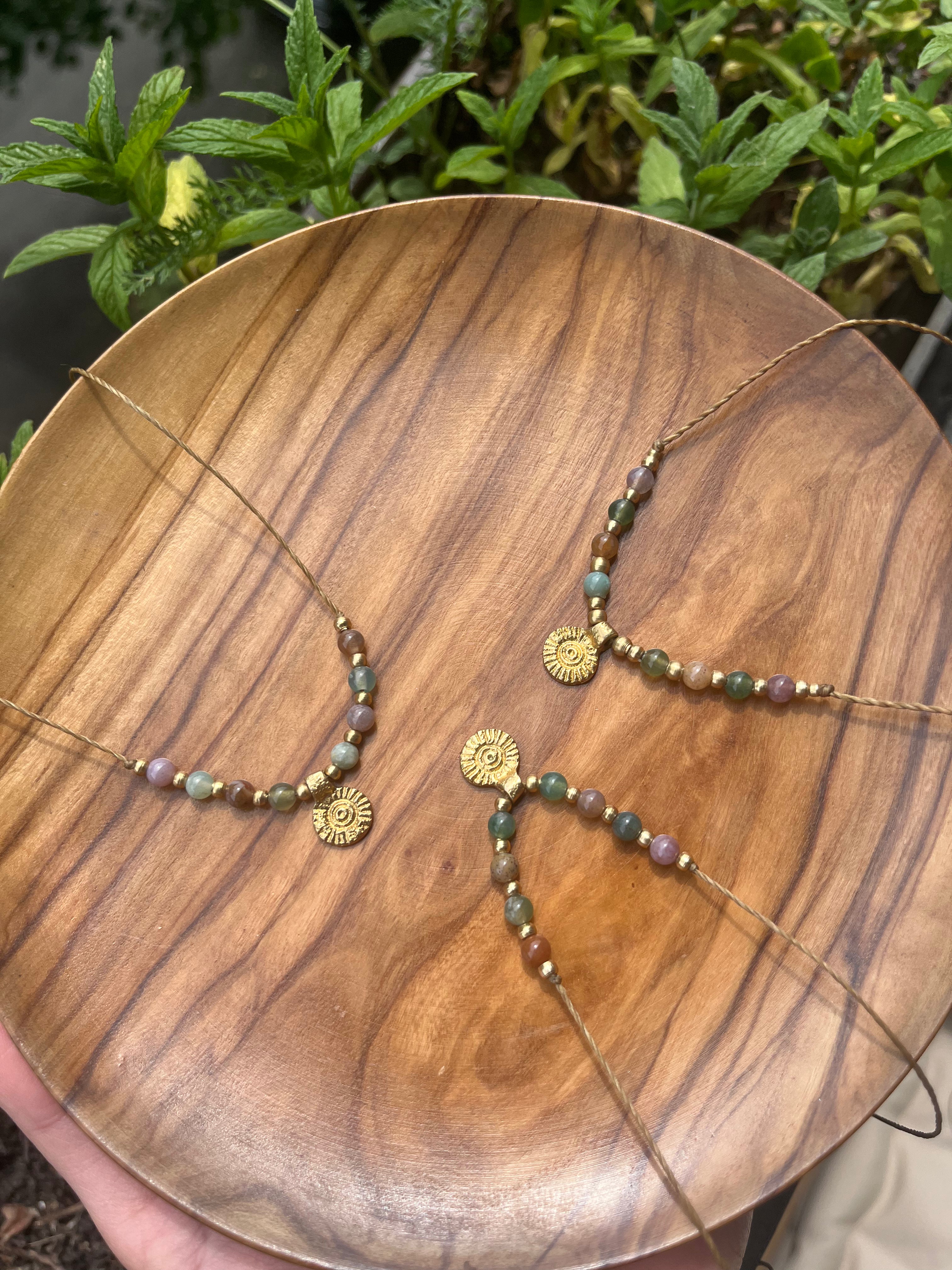 Indian agate beased necklace