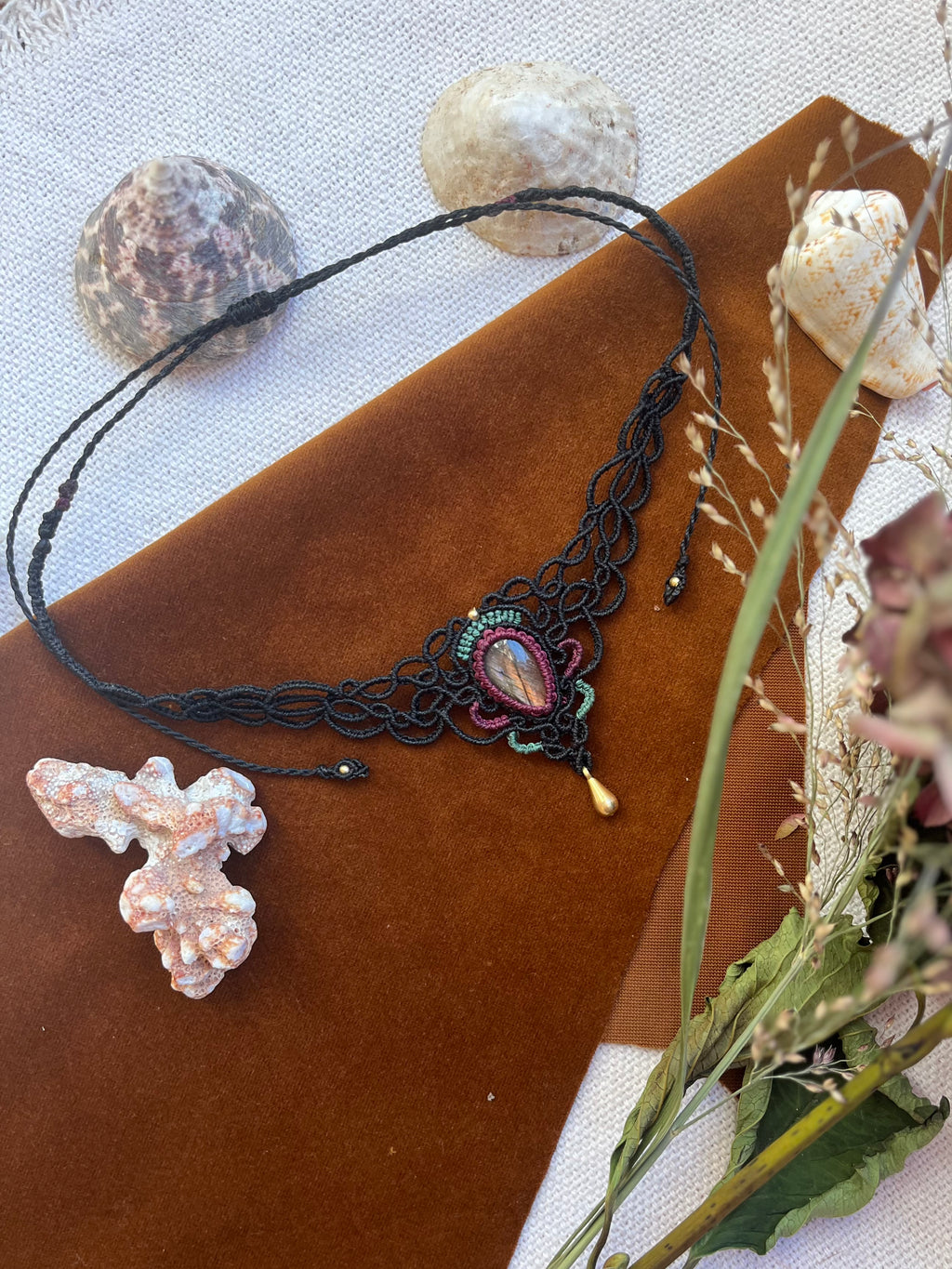  Labradorit Choker-Halskette