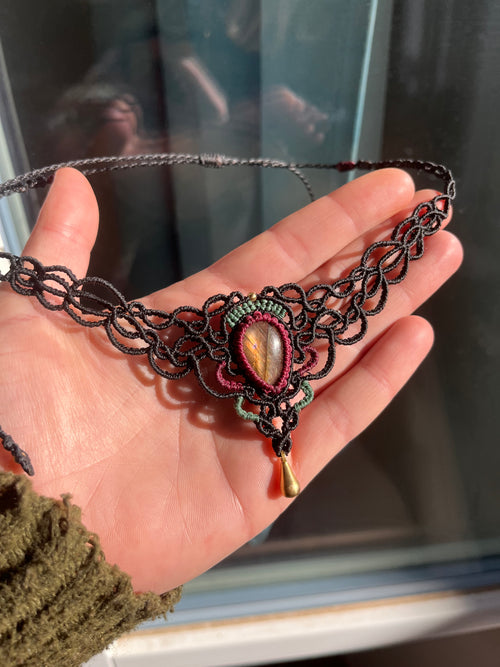  Labradorit Choker-Halskette