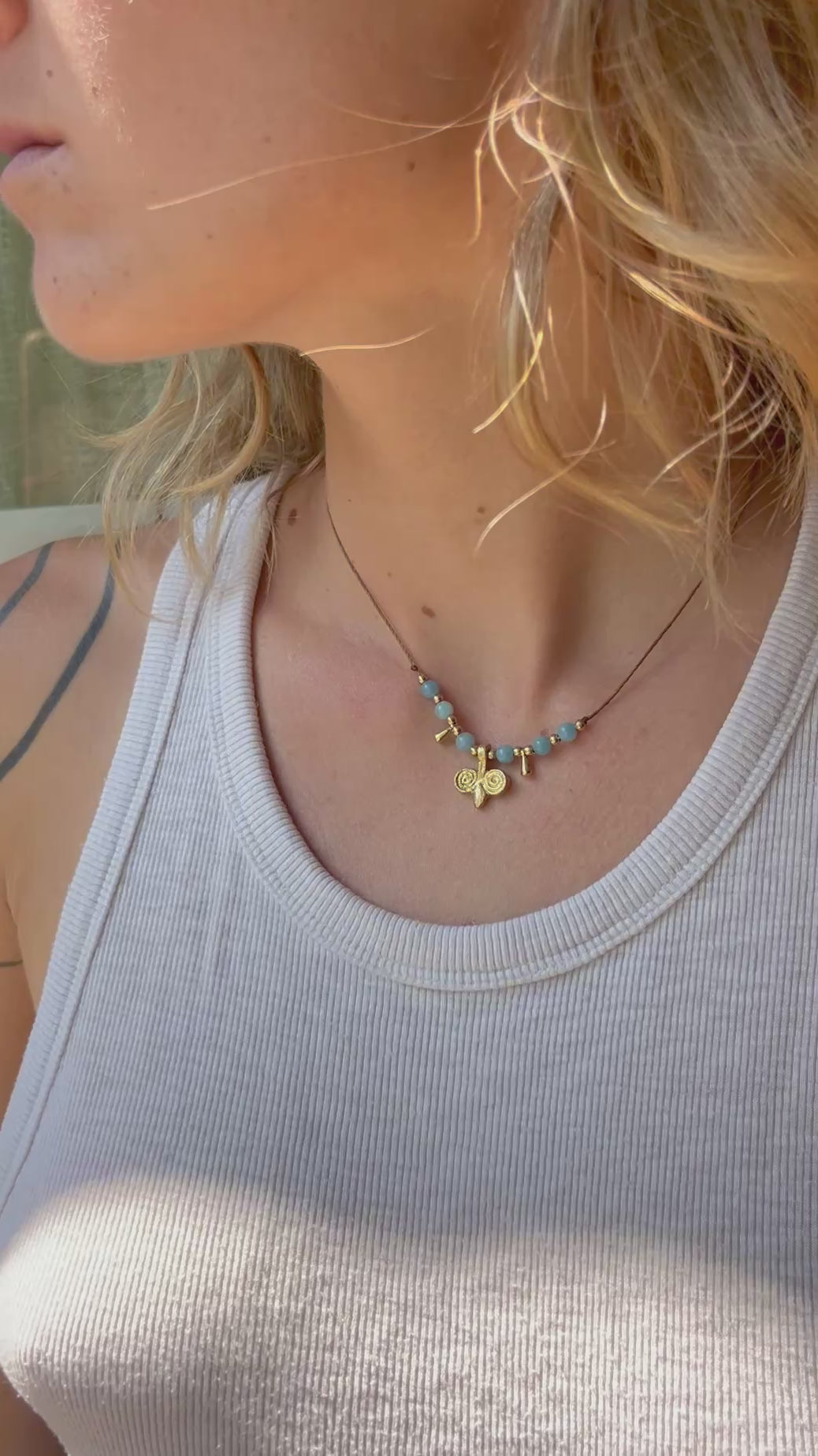 Angelite boho necklace