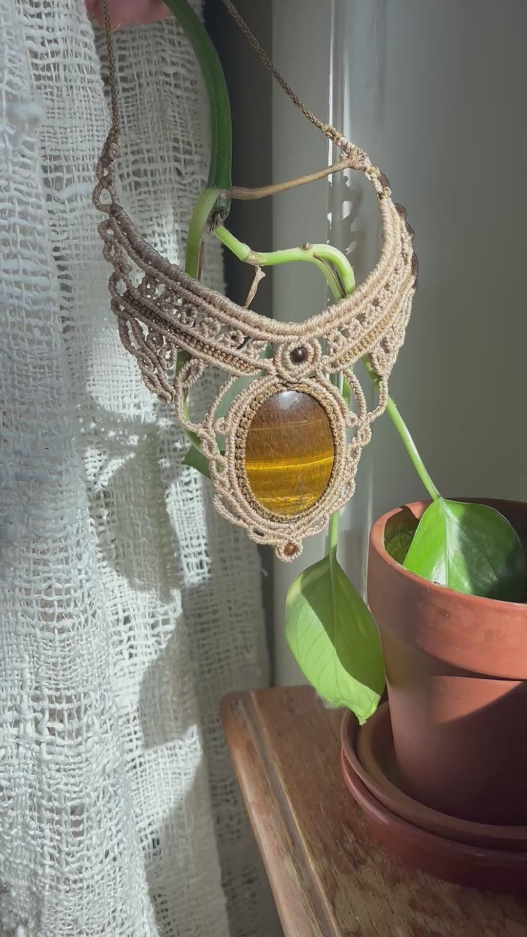 Statement Necklace with Tiger Eye Stone