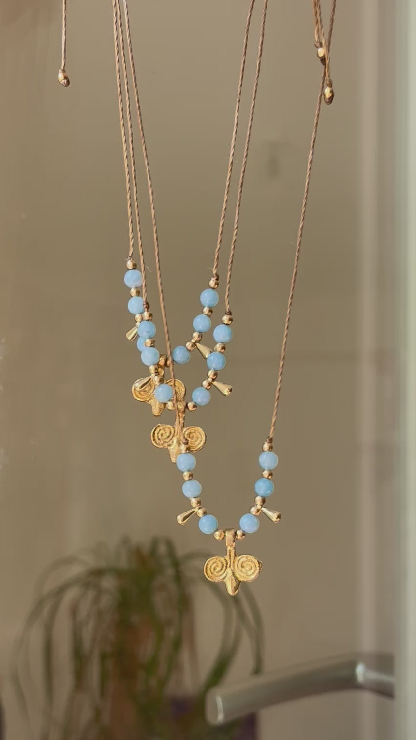 Angelite boho necklace