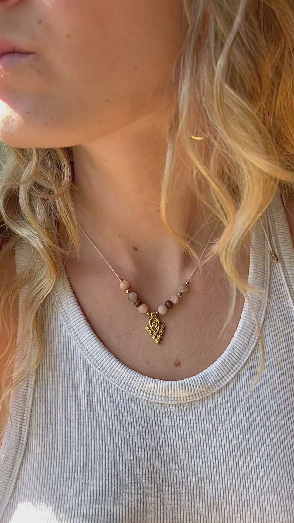 Sunstone boho necklace